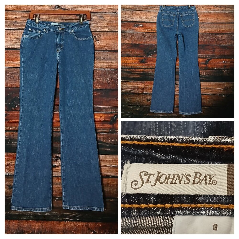 St Johns Bay Vintage Jeans 8 Boot Cut High Rise Blue Denim Stretch